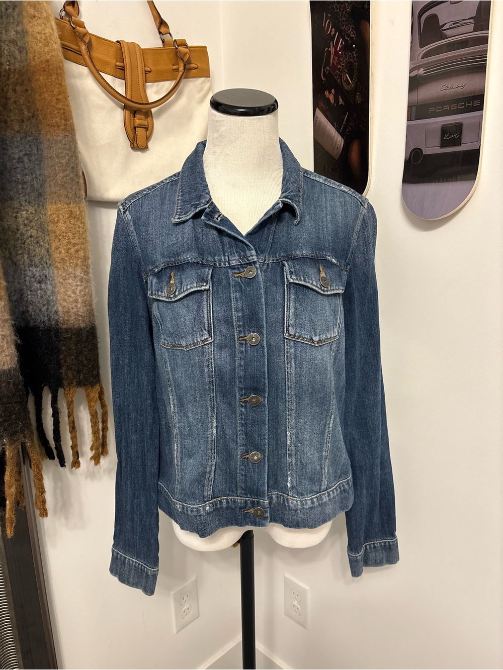 PAIGE lightweight dark wash denim jacket -size medium